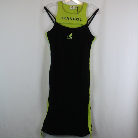 H&M Kangol Black Neon Green Stretchy Sleeveless Dress - Picture 10 of 11